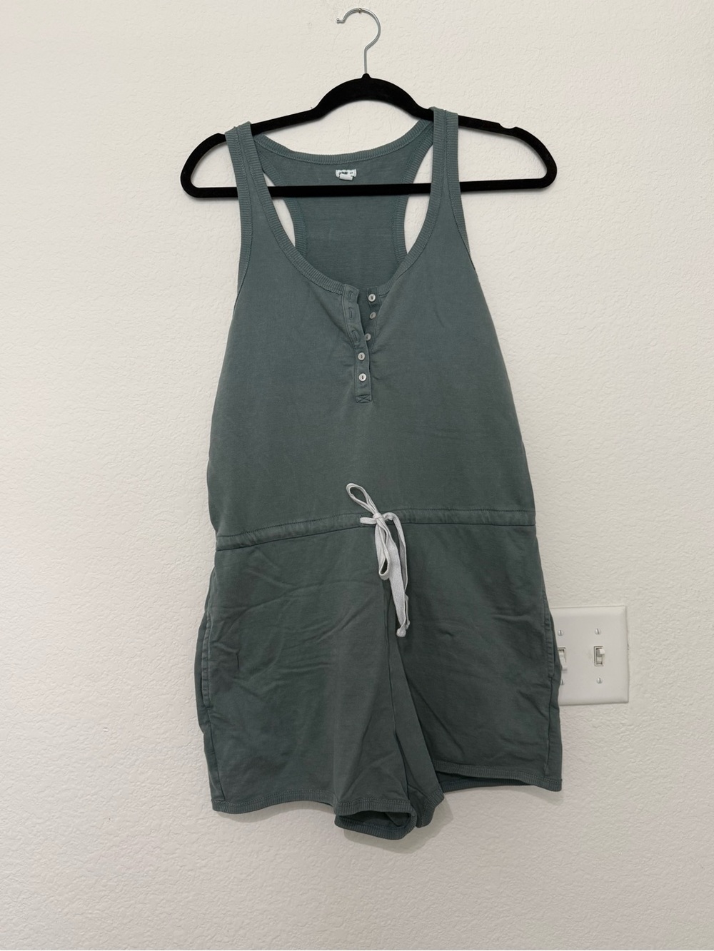 Women's Green Tank Drawstring Romper